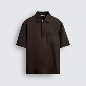 ZARA Men’s Button Up Brown Polo - Small